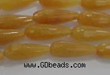 CTR75 15.5 inches 6*16mm faceted teardrop yellow jade beads