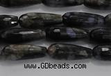 CTR78 15.5 inches 6*16mm faceted teardrop grey opal gemstone beads