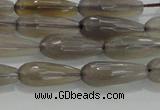 CTR79 15.5 inches 6*16mm faceted teardrop grey agate beads