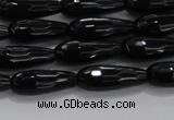 CTR82 15.5 inches 6*16mm faceted teardrop black agate beads