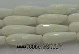 CTR83 15.5 inches 6*16mm faceted teardrop white porcelain beads