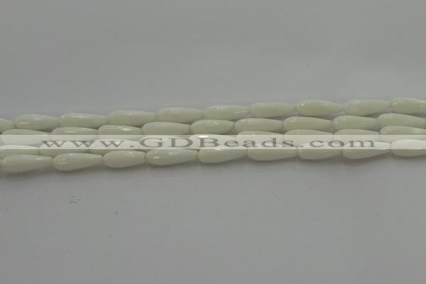 CTR83 15.5 inches 6*16mm faceted teardrop white porcelain beads