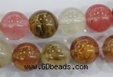 CTS06 15.5 inches 14mm round tigerskin glass beads wholesale