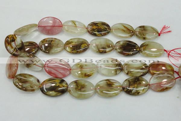 CTS51 15.5 inches 22*30mm oval tigerskin glass beads wholesale