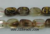 CTS56 15.5 inches 8*14mm nugget tigerskin glass beads wholesale