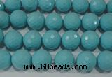 CTU1221 15.5 inches 6mm faceted round synthetic turquoise beads