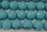 CTU1222 15.5 inches 8mm faceted round synthetic turquoise beads