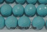 CTU1224 15.5 inches 12mm faceted round synthetic turquoise beads