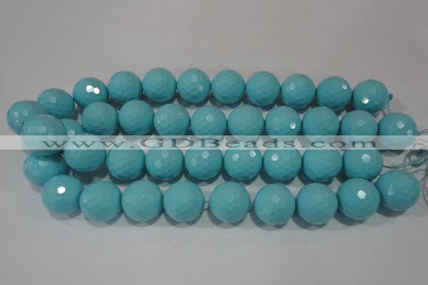 CTU1227 15.5 inches 18mm faceted round synthetic turquoise beads