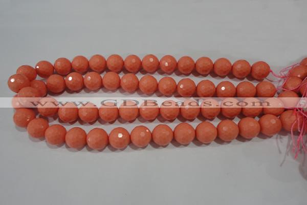 CTU1326 15.5 inches 14mm faceted round synthetic turquoise beads