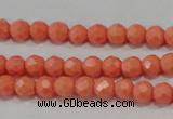 CTU1330 15.5 inches 2mm faceted round synthetic turquoise beads