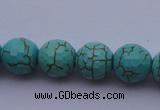 CTU15 15.5 inches 12mm faceted round blue turquoise beads Wholesale