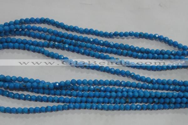 CTU1630 15.5 inches 4mm faceted round synthetic turquoise beads