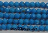 CTU1631 15.5 inches 6mm faceted round synthetic turquoise beads