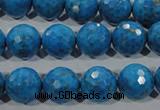 CTU1636 15.5 inches 16mm faceted round synthetic turquoise beads