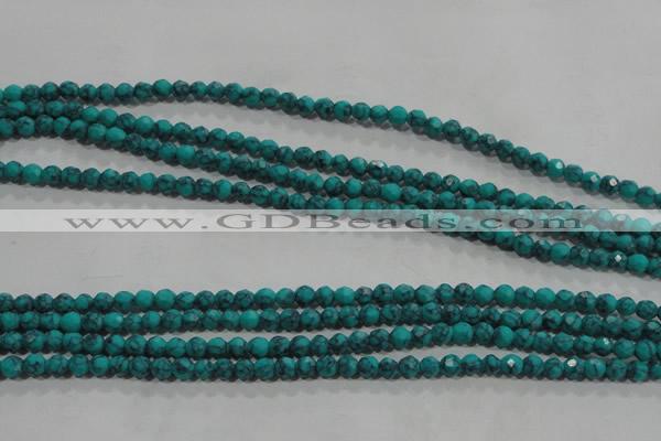 CTU1681 15.5 inches 4mm faceted round synthetic turquoise beads