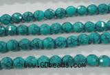 CTU1682 15.5 inches 6mm faceted round synthetic turquoise beads