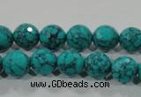 CTU1684 15.5 inches 10mm faceted round synthetic turquoise beads