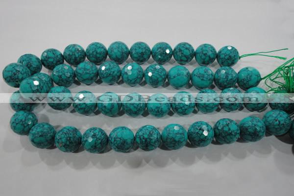 CTU1688 15.5 inches 18mm faceted round synthetic turquoise beads