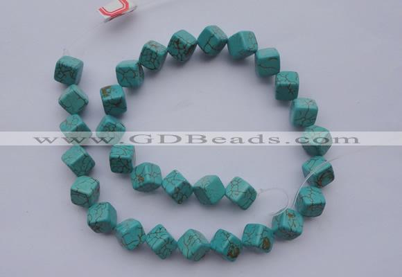 CTU18 15.5 inches 10*10mm cublc blue turquoise strand beads Wholesale