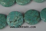 CTU1886 15.5 inches 20mm flat round imitation turquoise beads