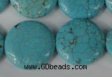 CTU1888 15.5 inches 25mm flat round imitation turquoise beads