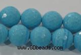 CTU2594 15.5 inches 12mm faceted round synthetic turquoise beads