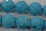 CTU2596 15.5 inches 16mm faceted round synthetic turquoise beads