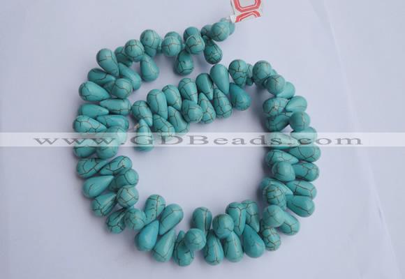 CTU27 14.5 inches 10*17mm teardrop blue turquoise beads Wholesale