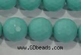 CTU2785 15.5 inches 14mm faceted round synthetic turquoise beads