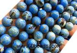 CTU3149 15 inches 10mm round gold vein howlite turquoise beads