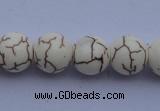 CTU36 15.5 inches 14mm round white turquoise strand beads Wholesale