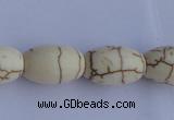 CTU38 15.5 inches 10*16mm rice shape white turquoise beads Wholesale