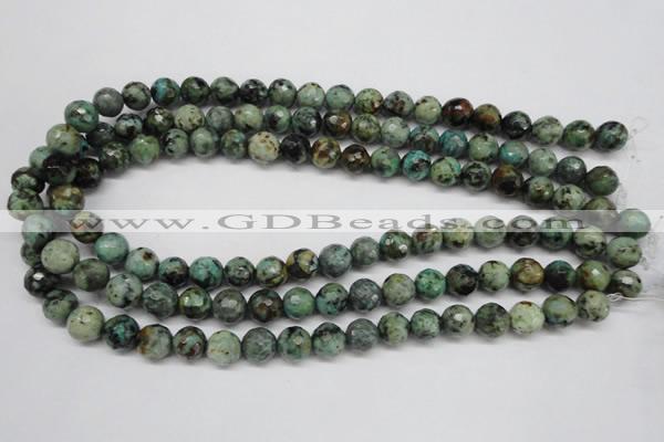 CTU553 15.5 inches 10mm faceted round African turquoise beads