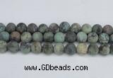 CTU567 15.5 inches 14mm round matte african turquoise beads