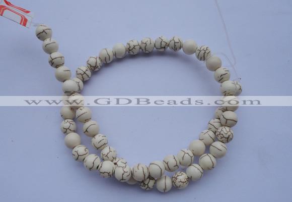 CTU68 15.5 inches 6mm round white turquoise strand beads Wholesale