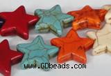 CTU727 15.5 inches 20*20mm star dyed turquoise beads wholesale