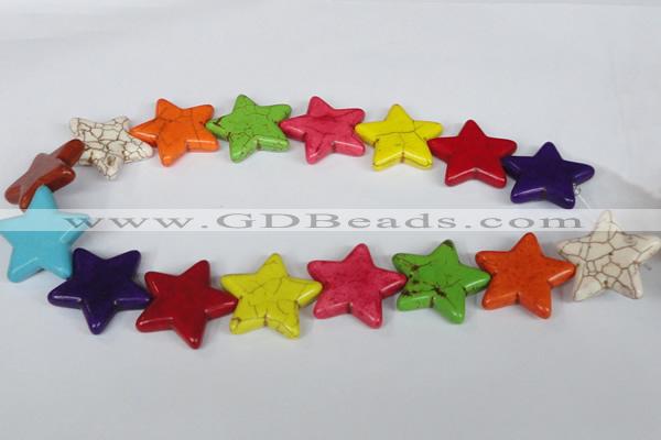 CTU729 15.5 inches 30*30mm star dyed turquoise beads wholesale