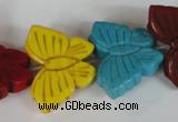 CTU738 15.5 inches 20*27mm butterfly dyed turquoise beads wholesale