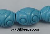 CTU886 15.5 inches 20*26mm carved rice dyed turquoise beads