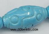 CTU887 15.5 inches 25*50mm carved rice dyed turquoise beads