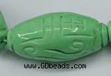 CTU890 15.5 inches 25*50mm carved rice dyed turquoise beads