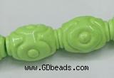 CTU893 15.5 inches 18*25mm carved rice dyed turquoise beads