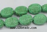 CTU896 15.5 inches 12*15mm carved oval dyed turquoise beads