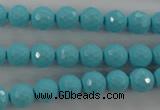 CTU912 15.5 inches 8mm faceted round synthetic turquoise beads