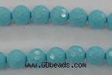 CTU913 15.5 inches 10mm faceted round synthetic turquoise beads