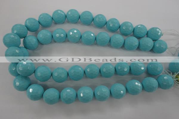 CTU918 15.5 inches 20mm faceted round synthetic turquoise beads