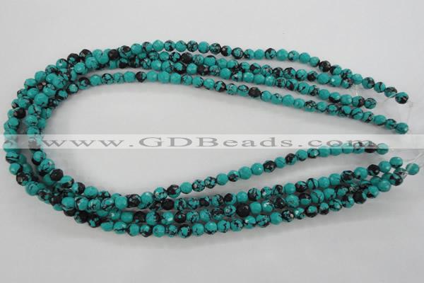 CTU931 15.5 inches 6mm faceted round synthetic turquoise beads