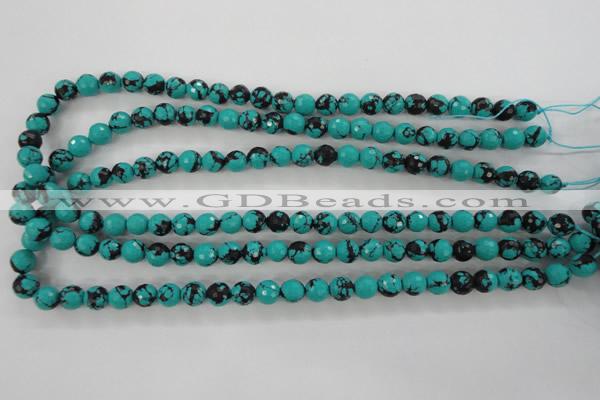 CTU932 15.5 inches 8mm faceted round synthetic turquoise beads