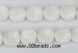 CTW08 15.5 inches 12mm twisted coin white agate beads wholesale